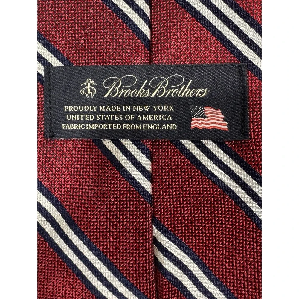 NWOT Brooks Brothers Silk Tie USA Made Red/White/Blue Stripes 58
